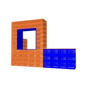 Krattenbuffet oranje/blauw L359xB120xH256,5 (set)