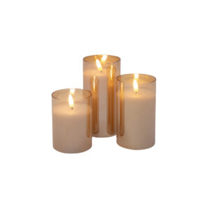 LED kaars in glas goud Øx7 (3 diverse afmetingen)