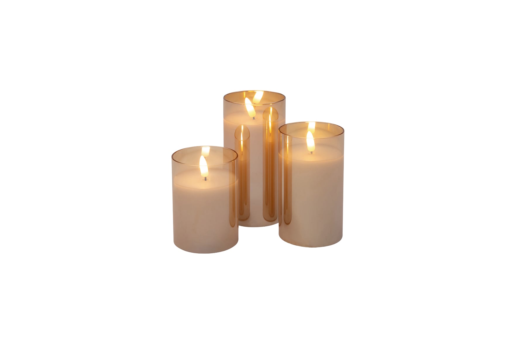 LED kaars in glas goud Øx7 (3 diverse afmetingen)