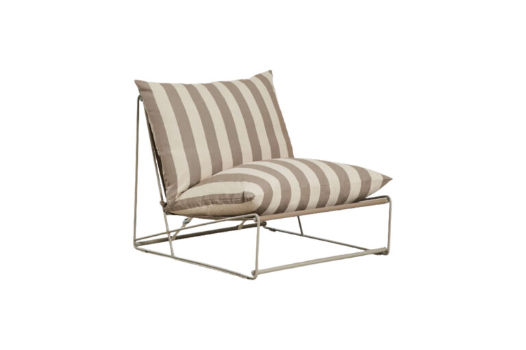 Loungestoel met kussens beige/bruin gestreept L92xB83xH84 (set)