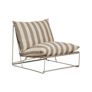 Loungestoel met kussens beige/bruin gestreept L92xB83xH84 (set)