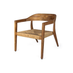 Loungestoel teakhout met rotan zitting L74xB68xH73