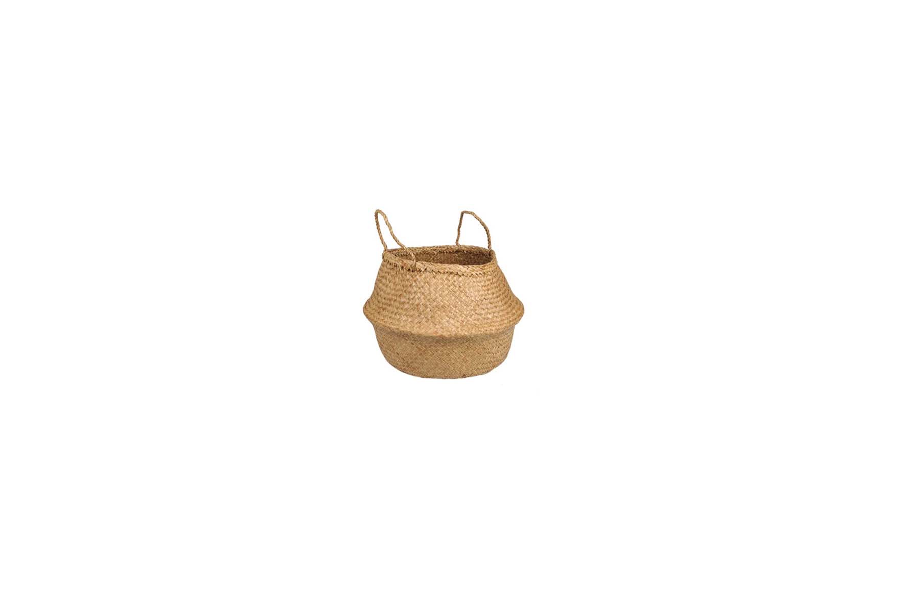 Basket | Round braided natural with rods Ø33xH39