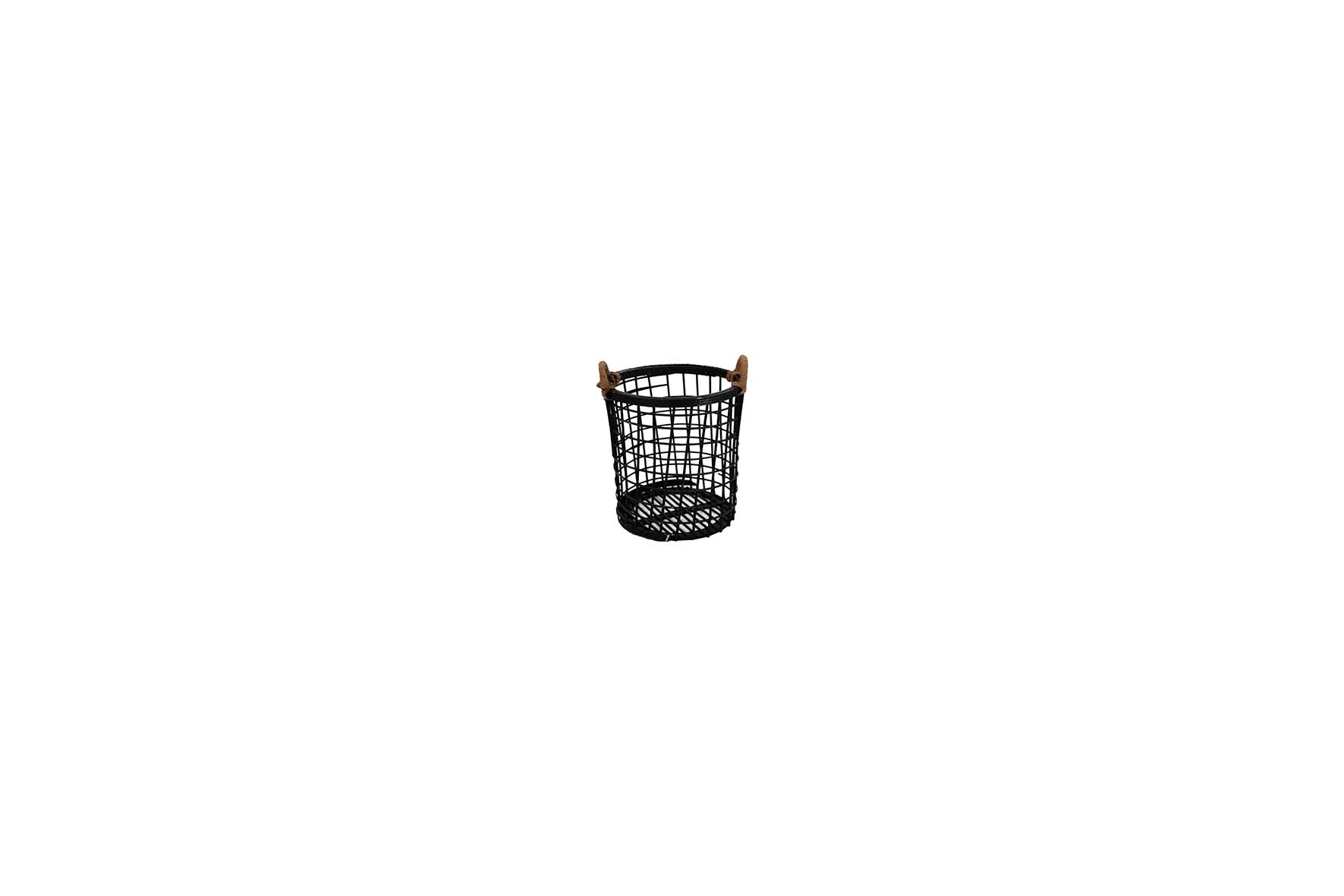 Rush basket round black Ø30xH40