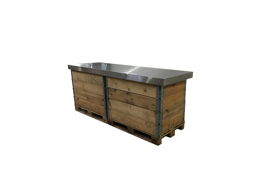 Industrial buffet with stainless steel worktop L250xW80xH120
