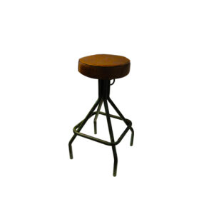 Industrieel vintage kruk groen leren zitting H77