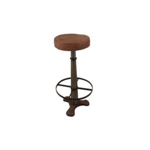 Industrieel vintage kruk staal leren zitting H77