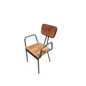 Industrieel stoel ijzer-hout met armleuning L58xB50xH87