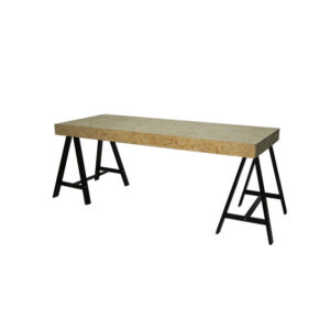 Brooklyn dinertafel lang OSB zwarte schragen L180xB80xH78