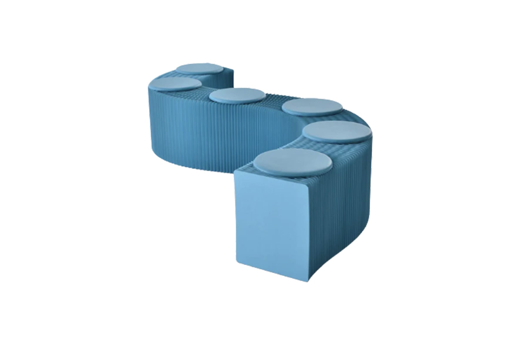 Paper bench blauw - 6 personen L300xH38 (set)