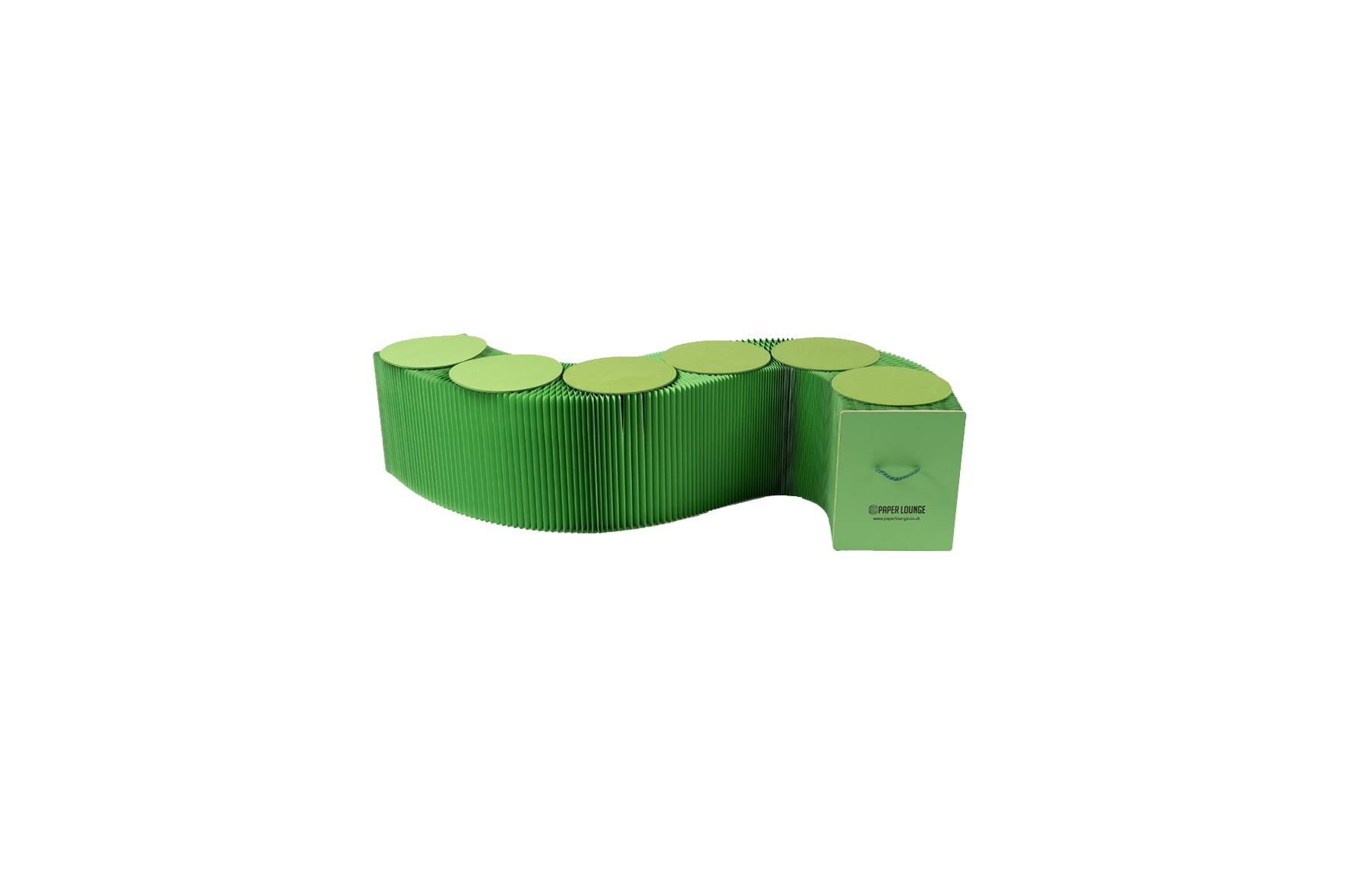 Paper bench groen - 5 personen L300xH38 (set)