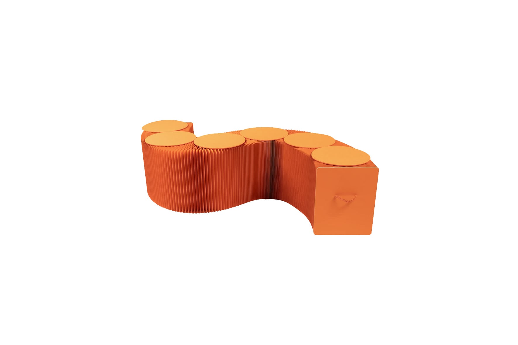 Paper bench oranje - 6 personen L300xH38 (set)
