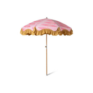 Parasol S | Roze print met franjes Ø200