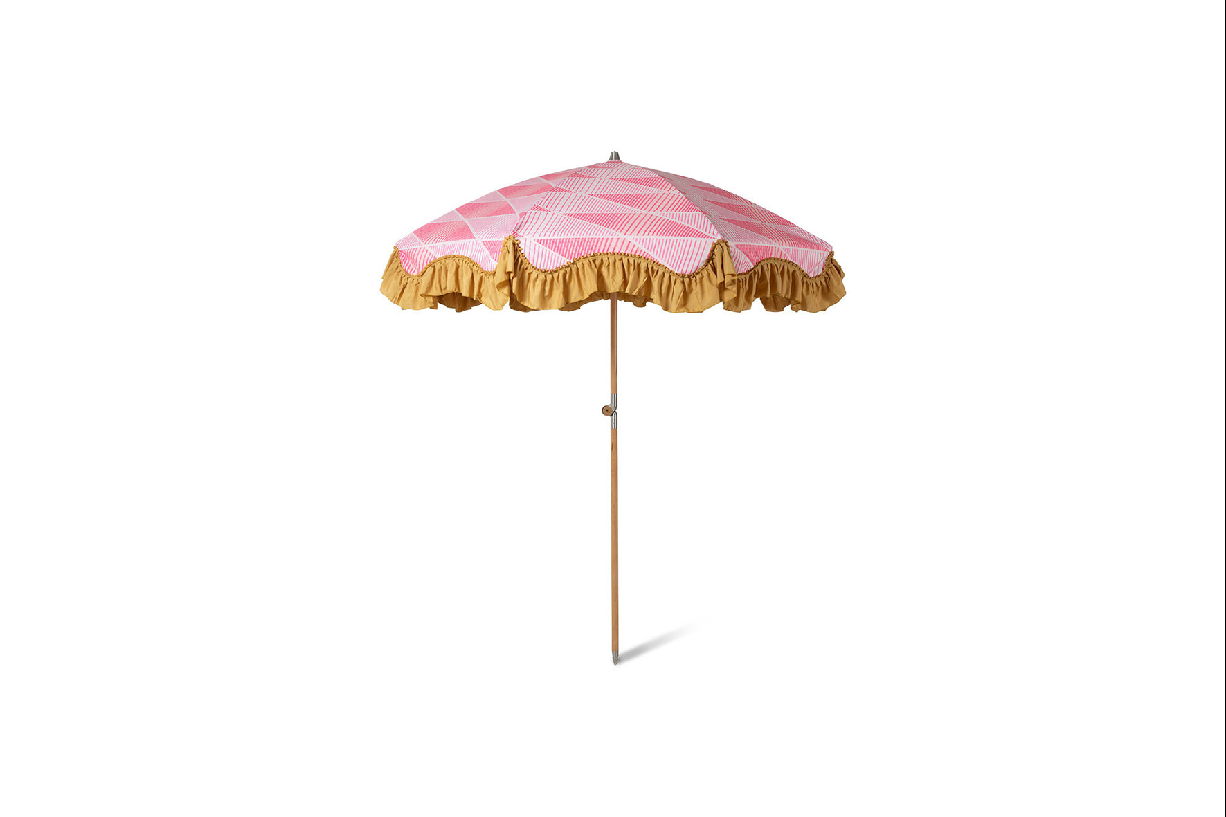 Parasol S | Roze print met franjes Ø200