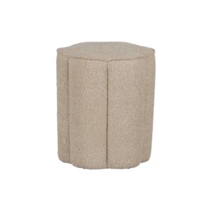 Poef bouclé bloemvorm zand Ø40xH46