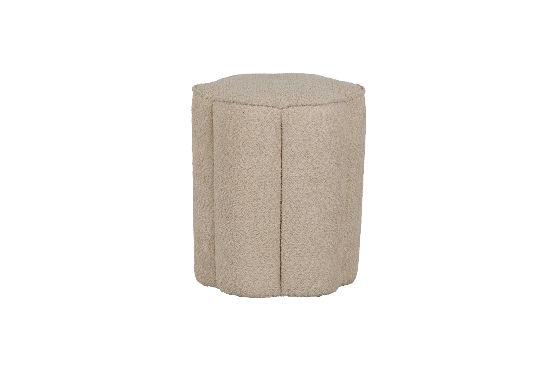 Poef bouclé bloemvorm zand Ø40xH46