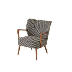 Retro armchair black/white with wooden armrests L66,5xW70xH81