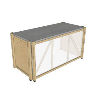 Shape buffet natural wood with stainless steel top L180xW89xH96 (set)