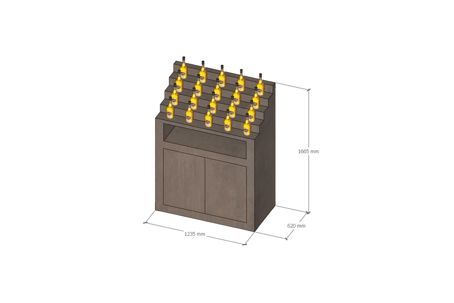 Shape trapezium 4-traps L120xB62xH170