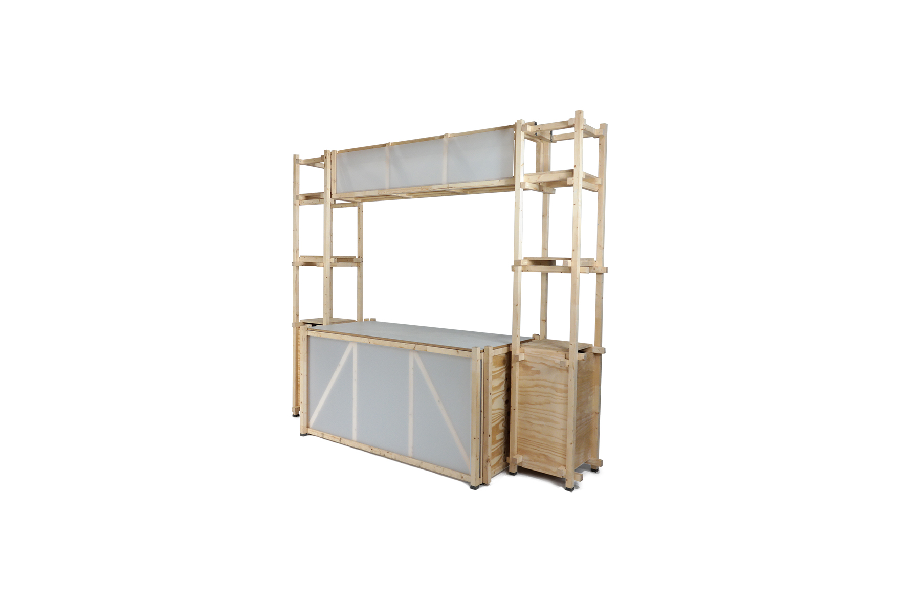 Shape backbar naturel hout groot L292,6xB56xH250 (set)