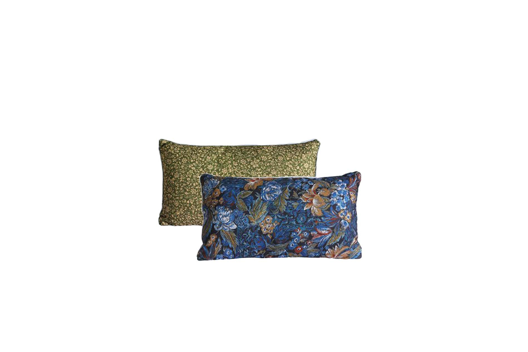 Throw pillow | Blue/green with flowers L60xW35