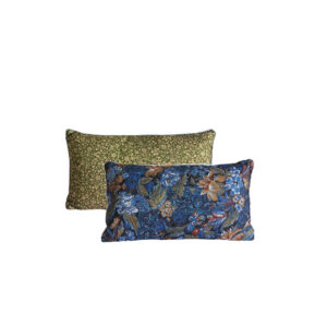 Sierkussen | Blauw/groen met bloemen L60xB35