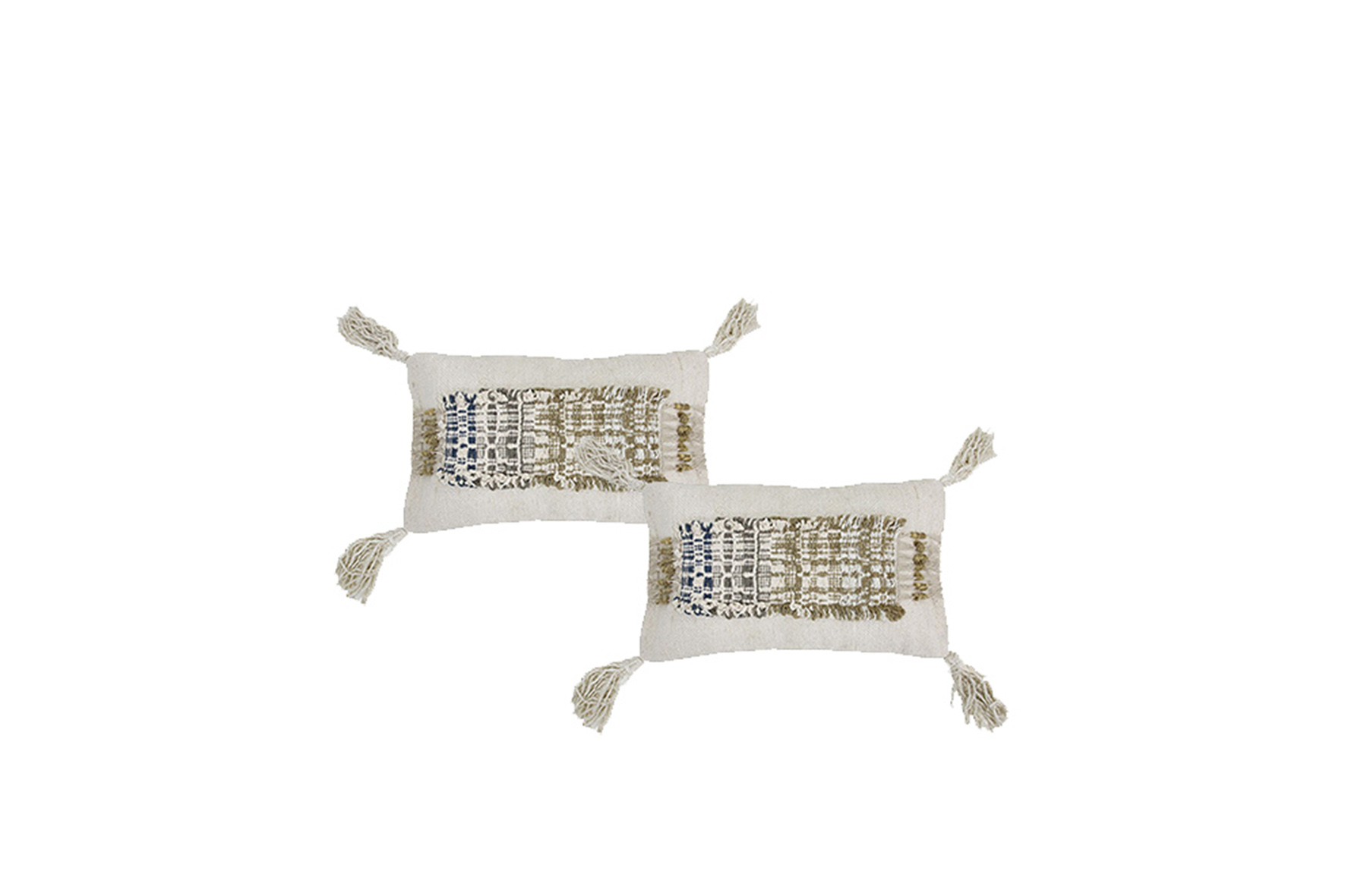 Throw pillow | Bohemian cotton with fringes L70xW40