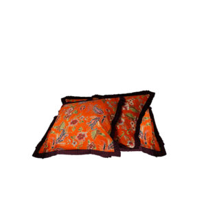 Sierkussen | Chinese print oranje met paarse rand L50xB50