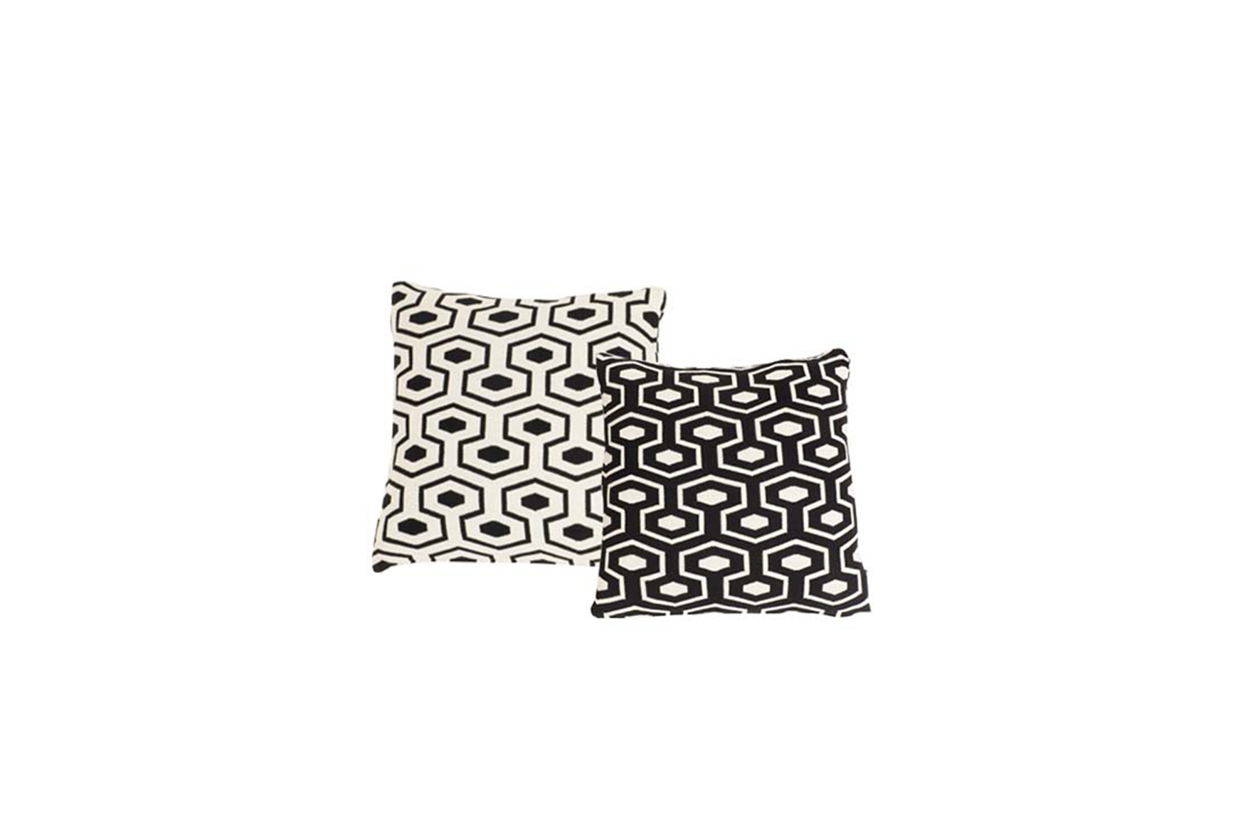 Throw pillow | Hexagon pattern black white L50xW50