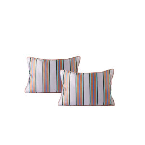 Sierkussen | Satijn blauw/oranje L50xB35
