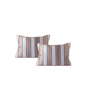 Sierkussen | Satijn blauw/oranje L50xB35