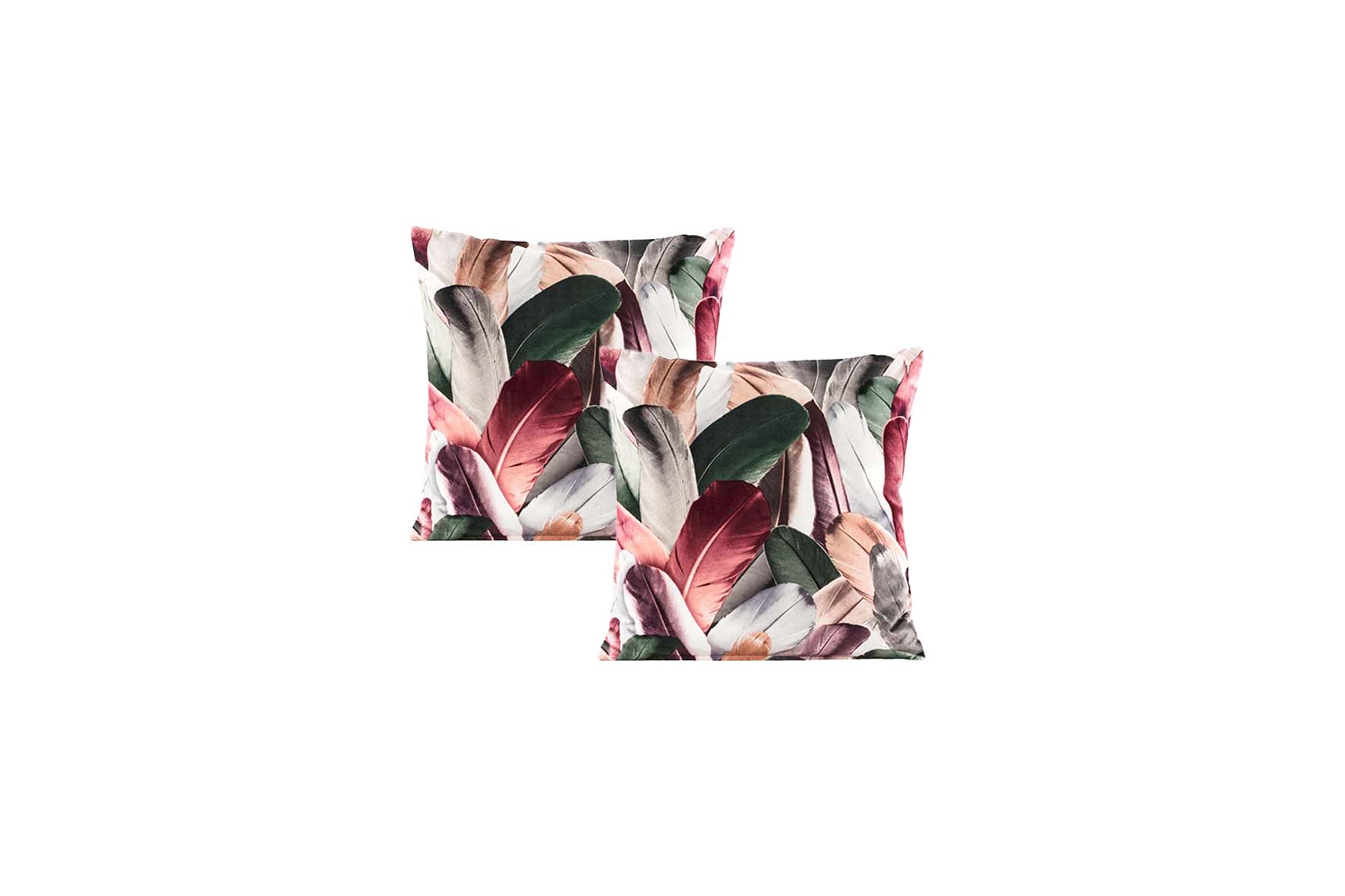 Throw pillow | Feather pink/green L45xW45