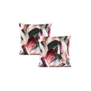 Sierkussen | Veren roze/groen L45xB45