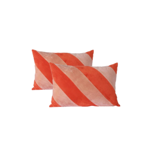Sierkussen | Rood/roze diagonale streep L40xB60