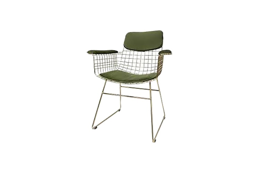 Cosmo Velvet stoel wire messing met kussens L86xB56xH72