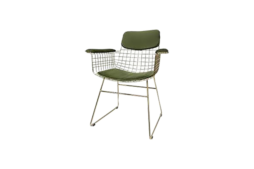 Cosmo Velvet stoel wire messing met kussens L86xB56xH72