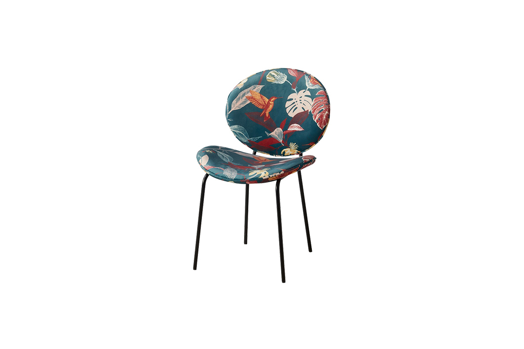 Cosmo Velvet chair blue with flowers L58xW51xH82