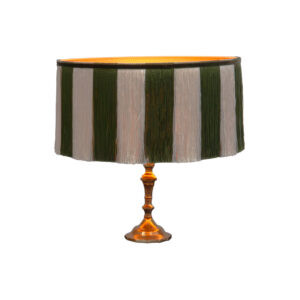 Table lamp with green striped fringe shade Ø40xH30 (set)