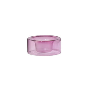 Theelichthouder | Rond roze glas