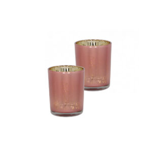 Theelichthouder | Rond roze/goud Ø10xH13