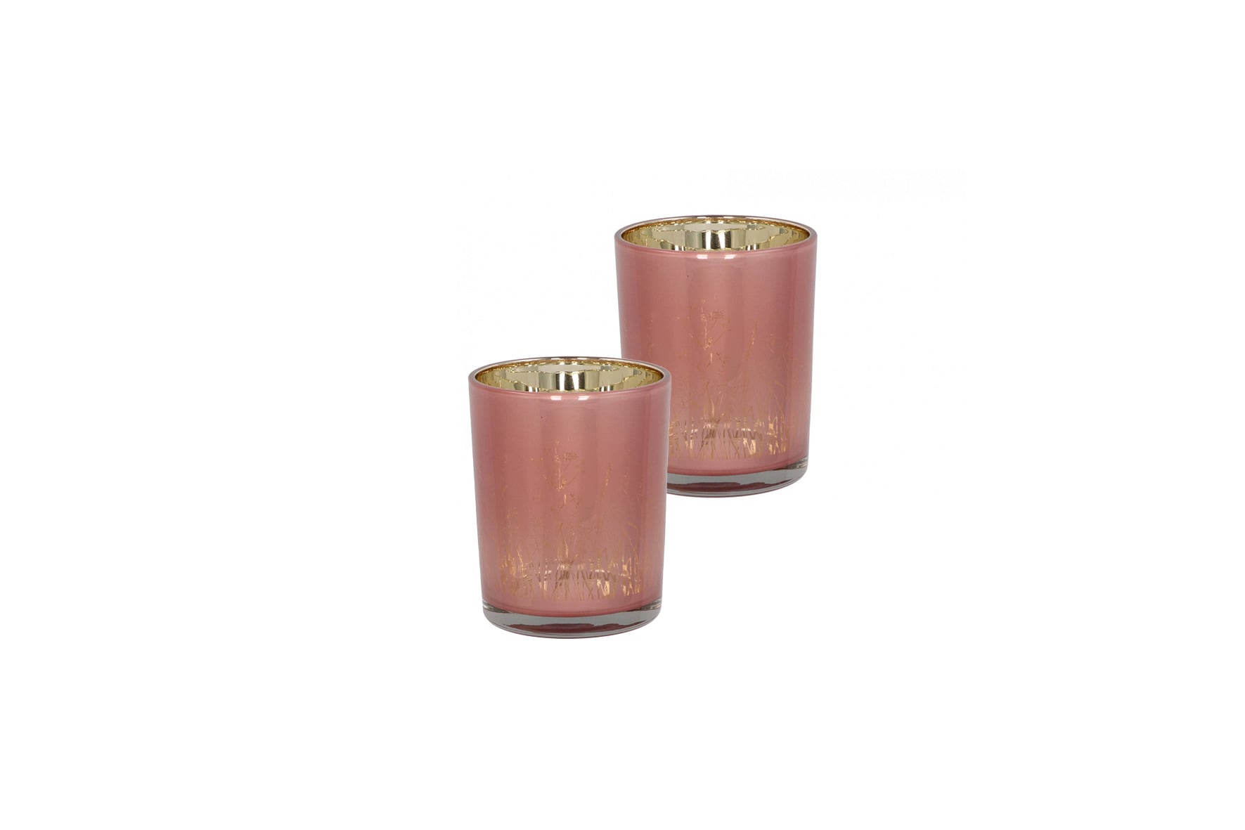 Theelichthouder | Rond roze/goud  Ø10xH13