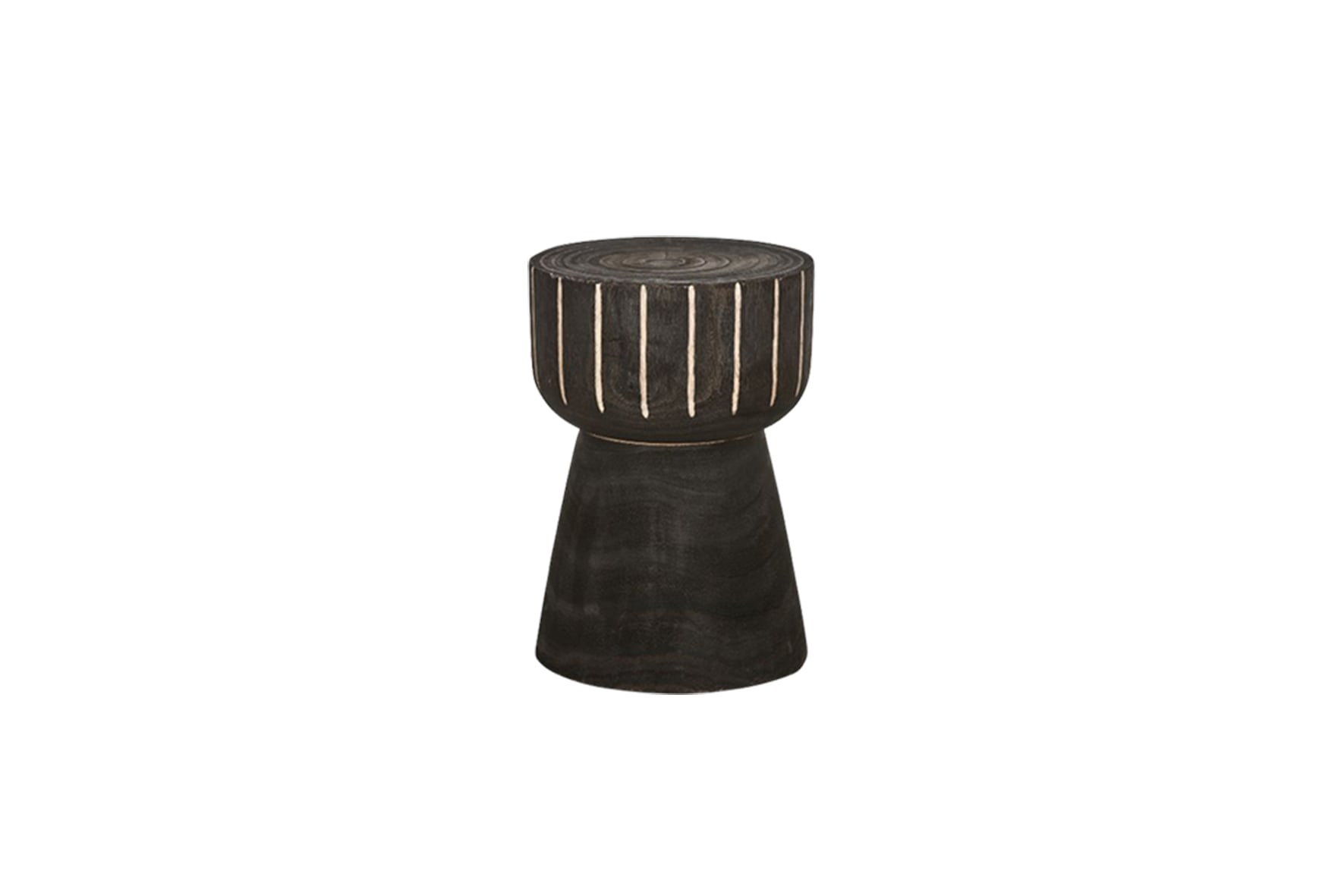 Tiki kruk hout donkerbruin Ø28xH41