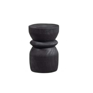Tiki stool wood black Ø28xH40