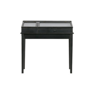 Vitrinetafel zwart met klep en lade L101xB46xH98