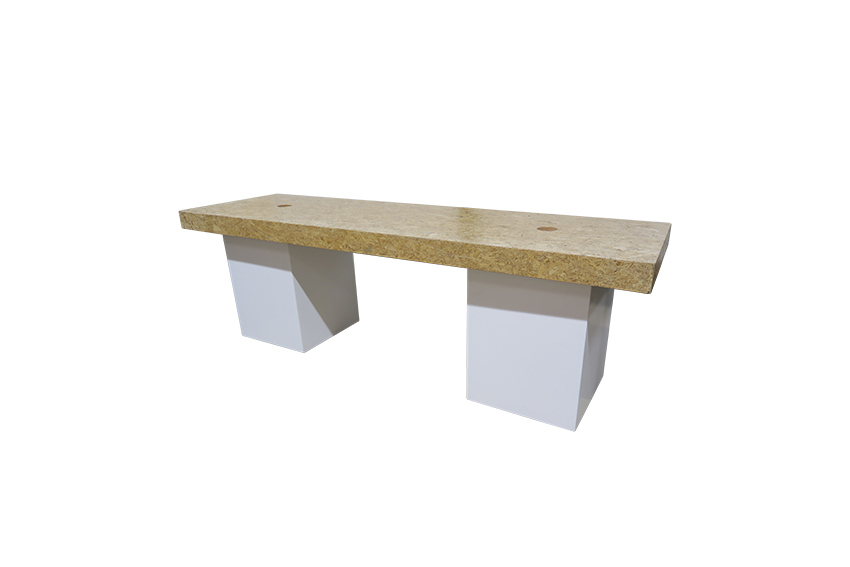 Eco Chique lounge table long OSB white columns (with flow holes) L250xW70xH72