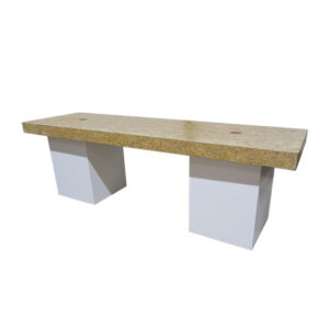 Eco Chique loungetafel lang OSB witte zuil (met stroomgaten) L250xB70xH72