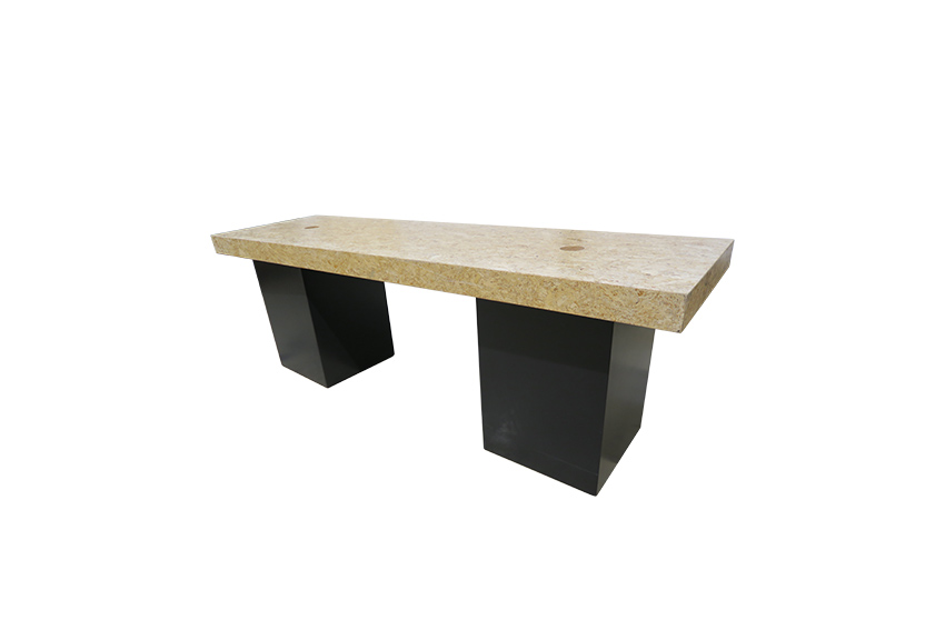 Brooklyn lounge table OSB long black columns (with flow holes) L250xW70xH72