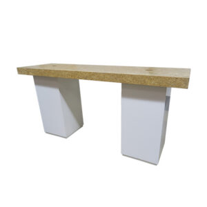 Eco Chique statafel lang OSB witte zuil (met stroomgaten) L250xB70xH110
