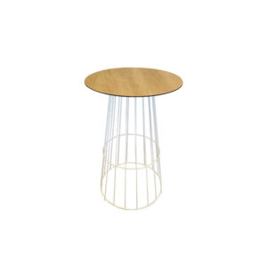 Urban high table wireframe white Ø68xH110 | oak top Ø69