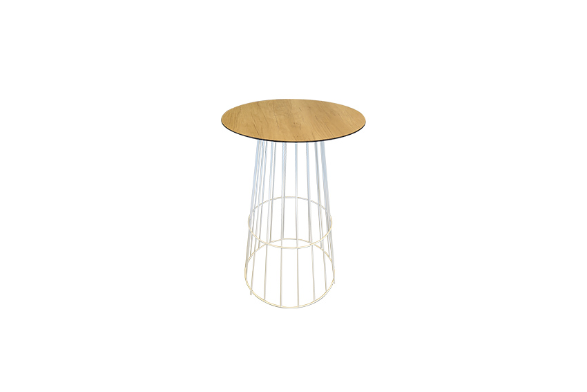 Urban high table wireframe white Ø68xH110 | oak top Ø69